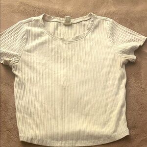 Bozzolo Ivory Ribbed Short Sleeve Tee
